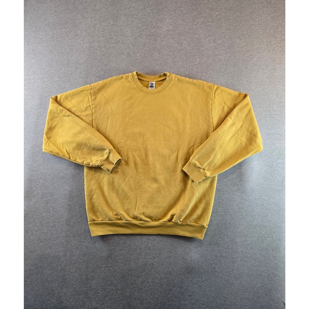 Los Angeles Apparel 14 Oz. Sweatshirt Mens Large Yellow Heavy Fleece Made in USA